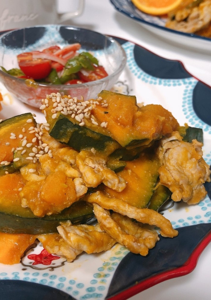 かぼちゃと豚こまの味噌炒め-レシピのメイン写真