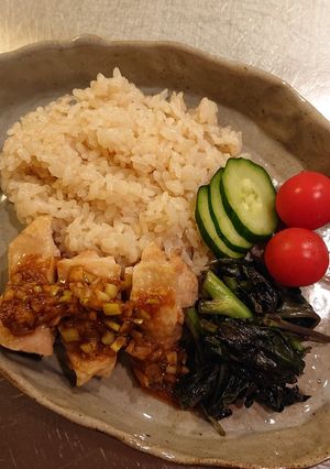 炊飯器でカオマンガイ(金時草添え)-レシピのメイン写真
