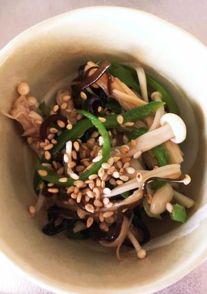 レンジで！エノキとピーマンの塩昆布和え-レシピのメイン写真