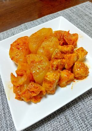 大根とキムチの煮物 (肉も入れて)-レシピのメイン写真