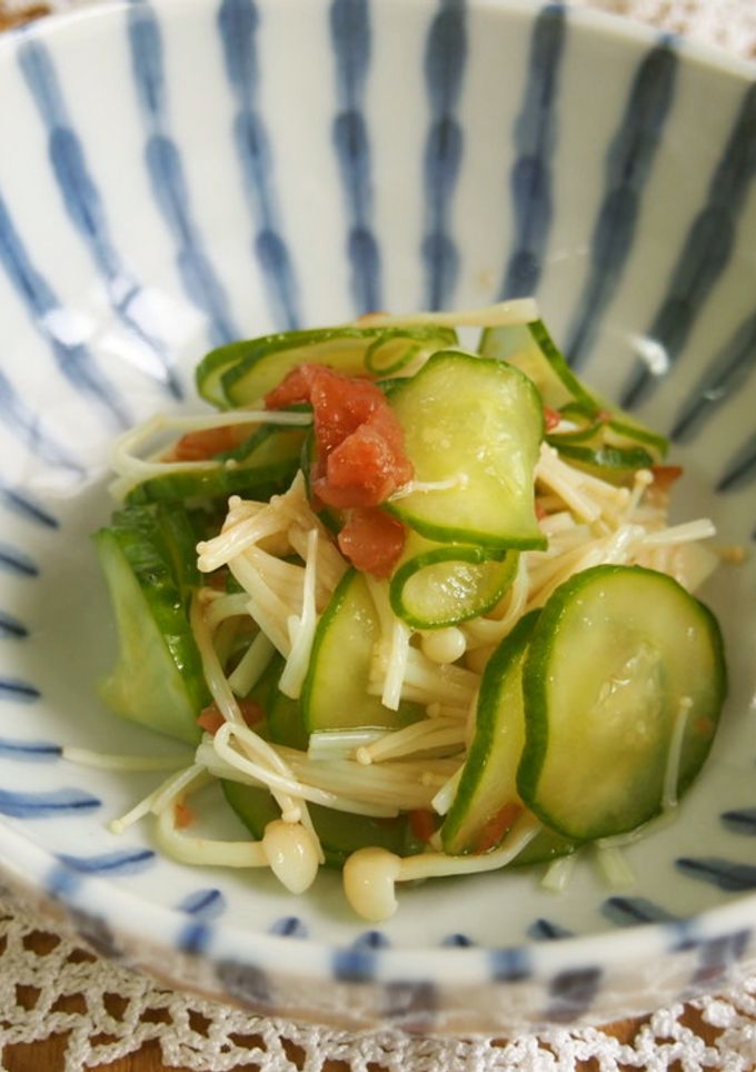 きゅうり・えのきの梅和え♪シャキツル食感-レシピのメイン写真