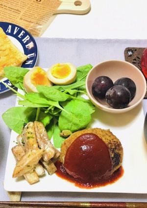今日の夕飯はハンバーグ^o^のり塩ポテト-レシピのメイン写真