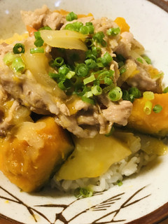 豚ジャガ&カボチャのあまから丼-レシピのメイン写真