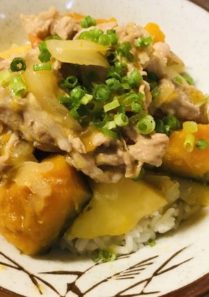 豚ジャガ&カボチャのあまから丼-レシピのメイン写真