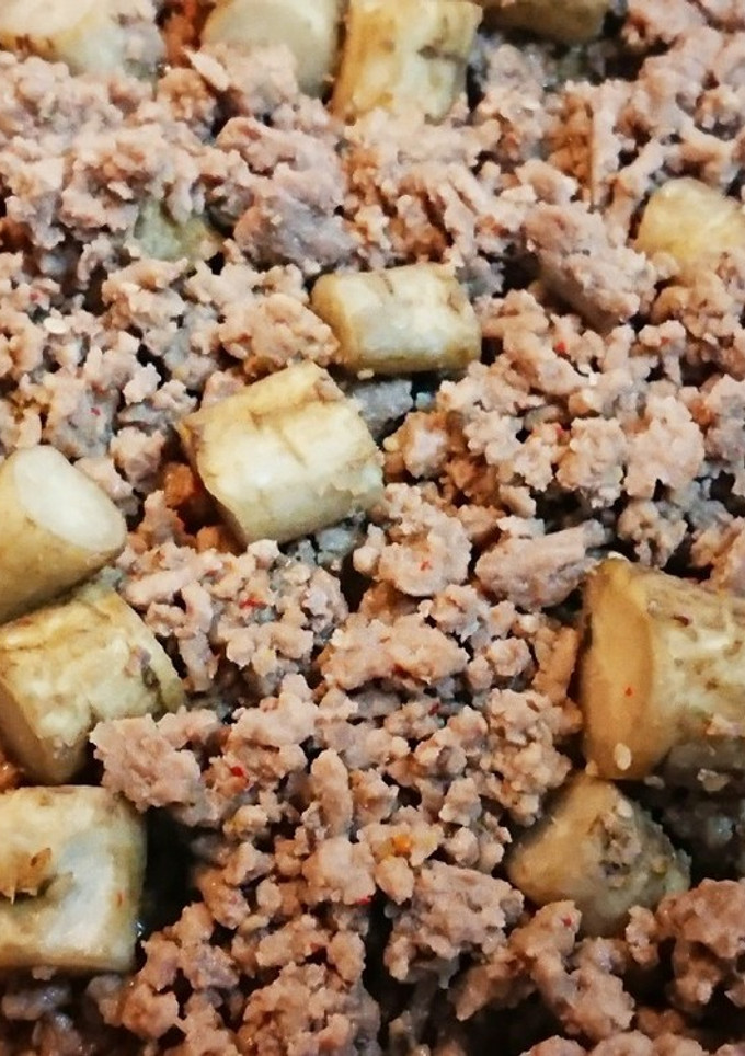 合挽き肉とごぼうと胡麻の煮込み-レシピのメイン写真
