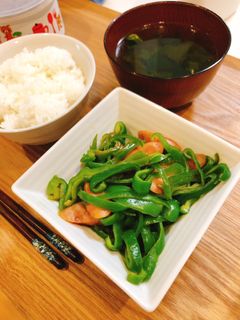 ピーマンとウインナーのカレー粉炒め-レシピのメイン写真