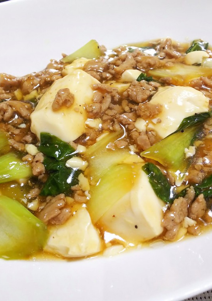 チンゲン菜とお豆腐の和風そぼろとろみ炒め-レシピのメイン写真