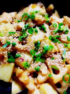 さつまいも・蓮根・鶏肉の照り照り炒め-レシピのメイン写真