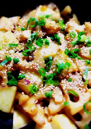 さつまいも・蓮根・鶏肉の照り照り炒め-レシピのメイン写真
