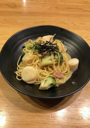我が家の味！ホタテのわさびマヨパスタ-レシピのメイン写真