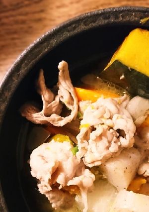 野菜ゴロゴロ◎レンチン豚汁◎かぼちゃ入り-レシピのメイン写真