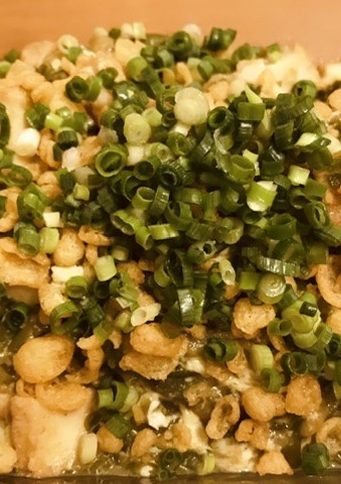 たたきめかぶと厚揚げ、揚げ玉とフワフワ卵-レシピのメイン写真