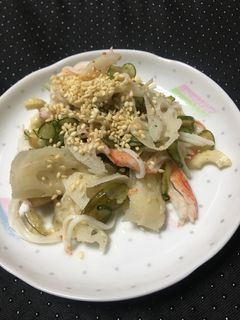胡瓜と茎わかめ、蓮根の酢の物-レシピのメイン写真