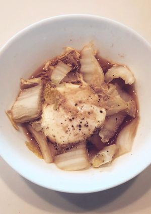 レンジで簡単　白菜のすき焼き風巣ごもり卵-レシピのメイン写真