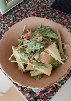林檎と水菜のピーナッツバター和え-レシピのメイン写真