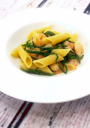 シーアスパラとエビのペンネ-レシピのメイン写真