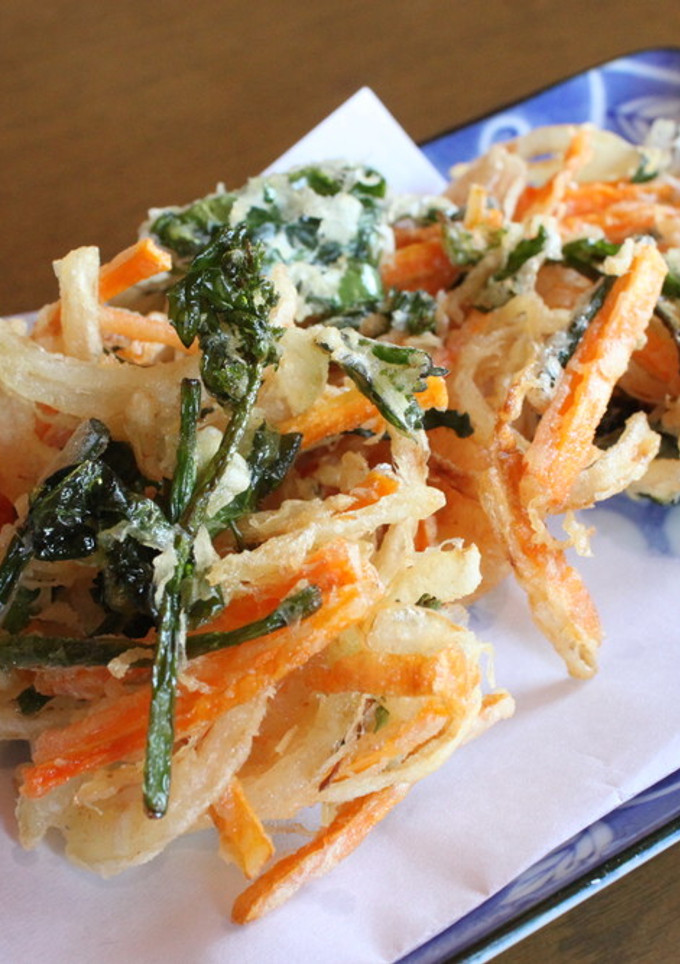 のらぼう菜とエビのかき揚げ-レシピのメイン写真