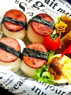 ハムステーキおにぎり弁当-レシピのメイン写真