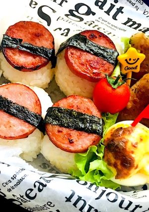 ハムステーキおにぎり弁当-レシピのメイン写真