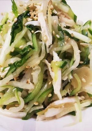 生姜でさっぱり蒸し鶏とザーサイのサラダ-レシピのメイン写真