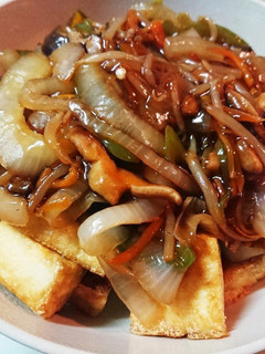 残り物野菜で甘酢餡かけ厚揚げ-レシピのメイン写真