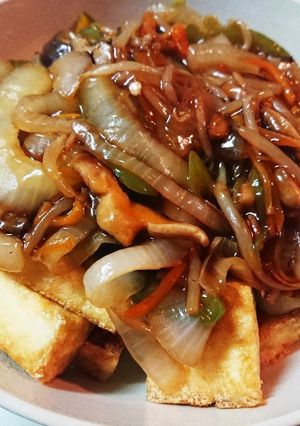 残り物野菜で甘酢餡かけ厚揚げ-レシピのメイン写真