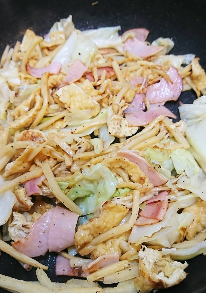タケノコとハムと油揚げのマヨ味噌炒め-レシピのメイン写真