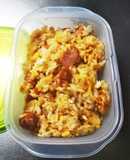 冷やご飯と玉ねぎウインナーで炒飯お弁当
