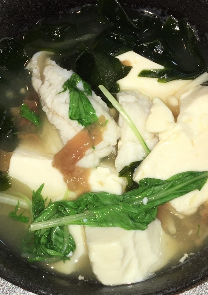 メンタイと豆腐とわかめの梅肉煮-レシピのメイン写真