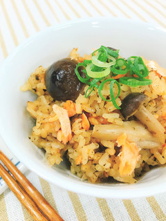 わさび風味!鮭と佃煮の炊き込みご飯-レシピのメイン写真