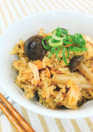 わさび風味！鮭と佃煮の炊き込みご飯-レシピのメイン写真