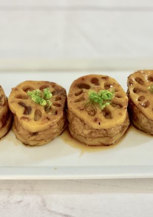 レンコンの豚ひき肉のはさみ照り焼き-レシピのメイン写真