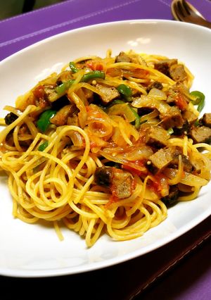 イシイのチキンハンバーグde ナポリタン-レシピのメイン写真