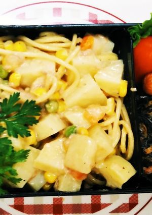 ツナじゃがパスタ（レンチンパスタ）弁当-レシピのメイン写真