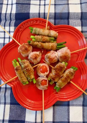 ミニトマトと茎にんにくの豚肉巻き巻き-レシピのメイン写真
