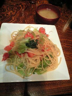 レタスとしそ、ちりめんじゃこのパスタ-レシピのメイン写真