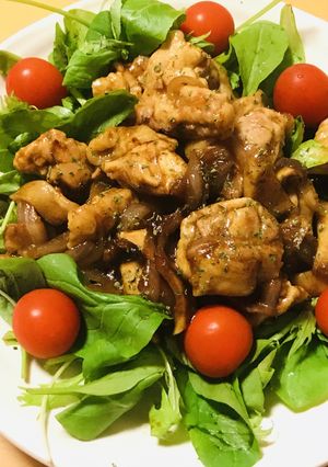 鶏もも肉の片焼き&片蒸しの赤味噌炒め-レシピのメイン写真