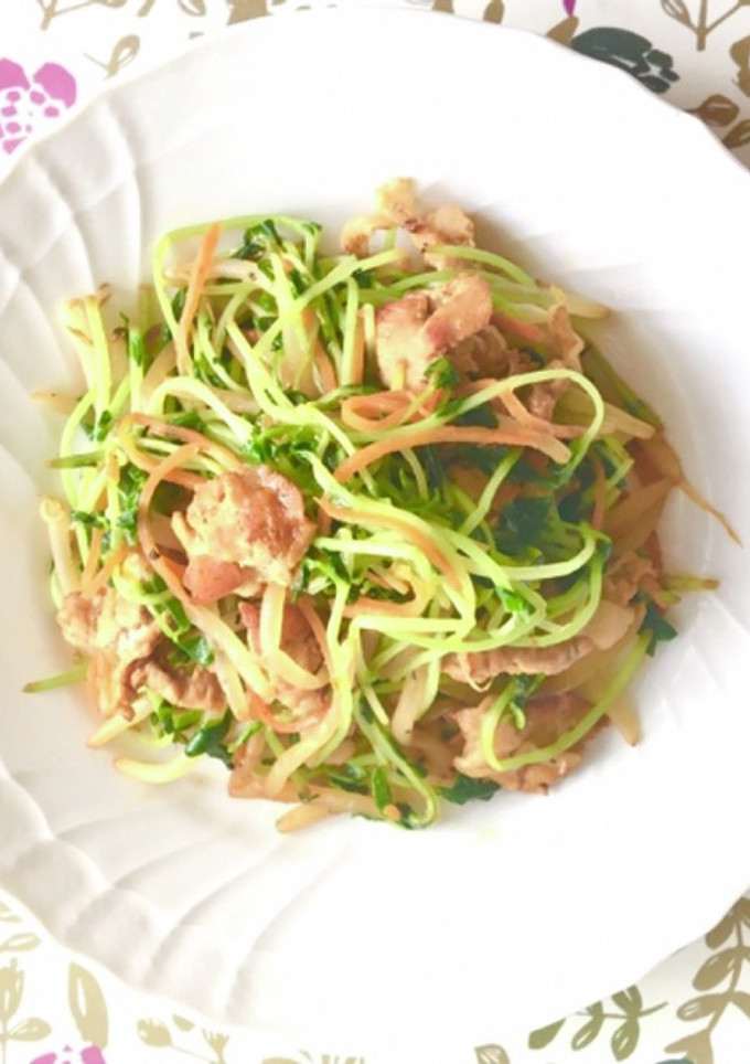 超簡単！美味しい〜！豆苗と豚肉の炒め物-レシピのメイン写真