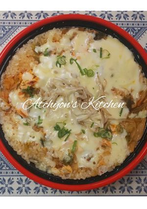 簡単！残り物キムチと鮭とチーズのビビンバ-レシピのメイン写真