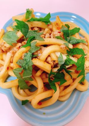 大葉たっぷりひき肉焼きうどん-レシピのメイン写真