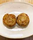 豆腐ハンバーグの蓮根はさみ焼き