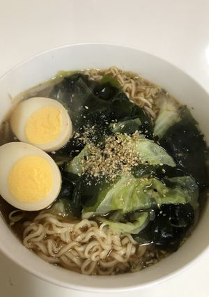 サッポロ一番で野菜味玉ラーメン-レシピのメイン写真