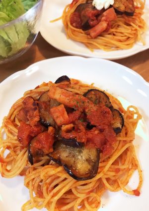 なすとベーコンのトマトソースパスタ-レシピのメイン写真