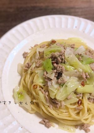 豚挽肉とキャベツのペペロンチーノ-レシピのメイン写真