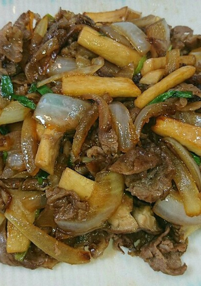 牛肉とキノコの簡単すき焼き風炒め物-レシピのメイン写真