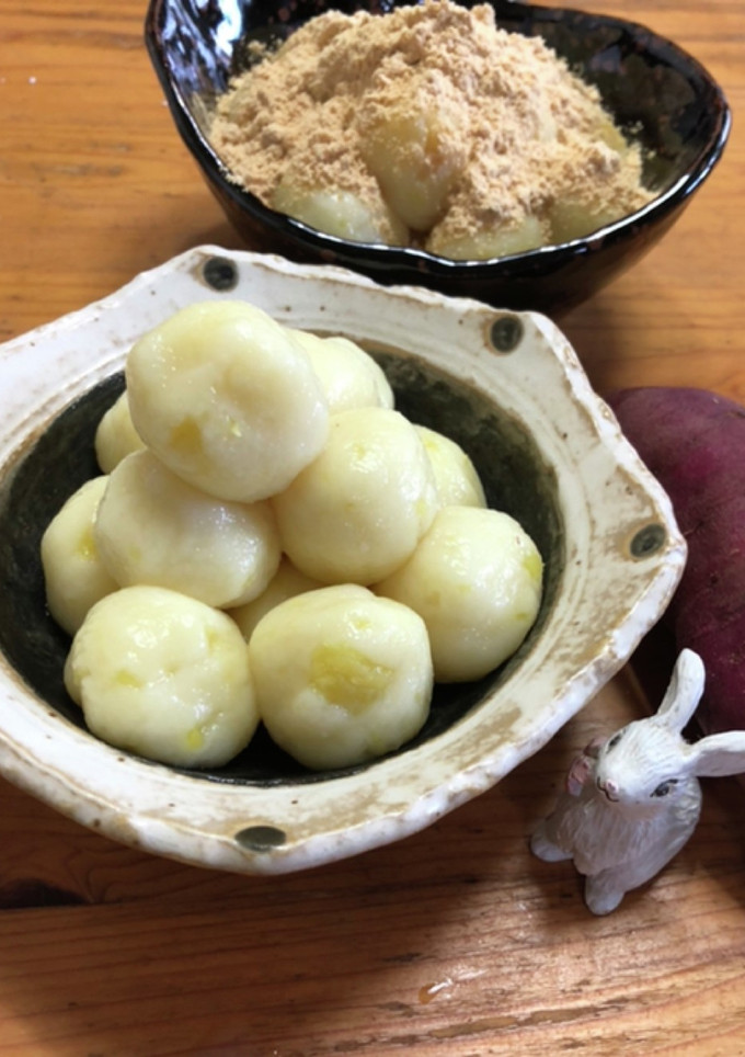 さつま芋の白玉団子！きな粉を添えて-レシピのメイン写真