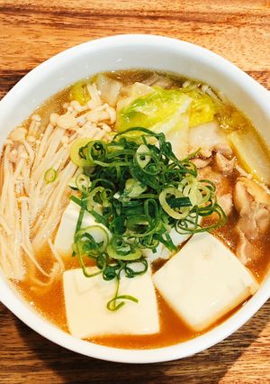 鳥豆腐　残りのお出汁はレンチン雑炊で！-レシピのメイン写真