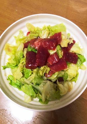 マグロとレタスのわさび醤油和え-レシピのメイン写真