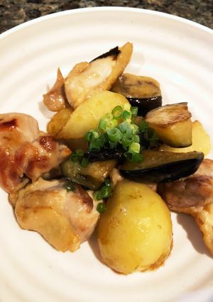 茄子芋鳥の照り焼き-レシピのメイン写真
