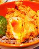 とろっと半熟卵の天ぷらと鶏天の親子天丼